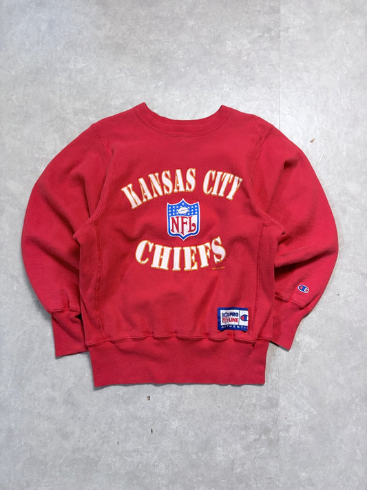 90s Vintage Kansas City Chiefs Champion Reverse Weave Red Crewneck -M - M | Martin City Vintage