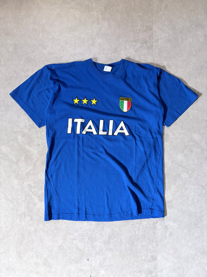 90s Vintage Italy Soccer Blue T Shirt -XL