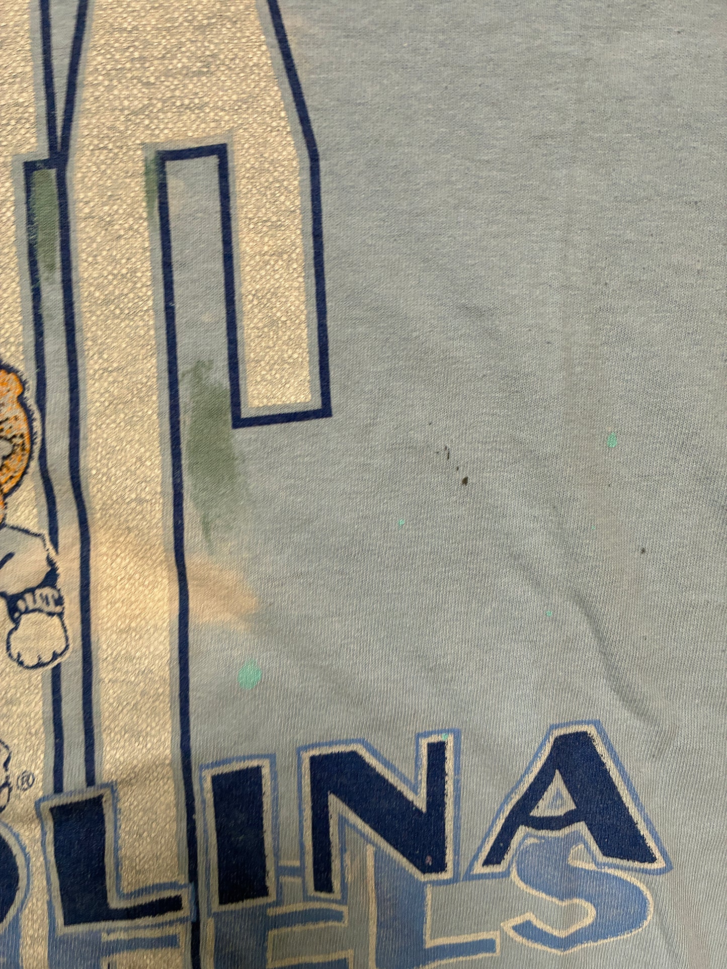 90s Vintage North Carolina Tarheels Distressed Light Blue T-Shirt -XL