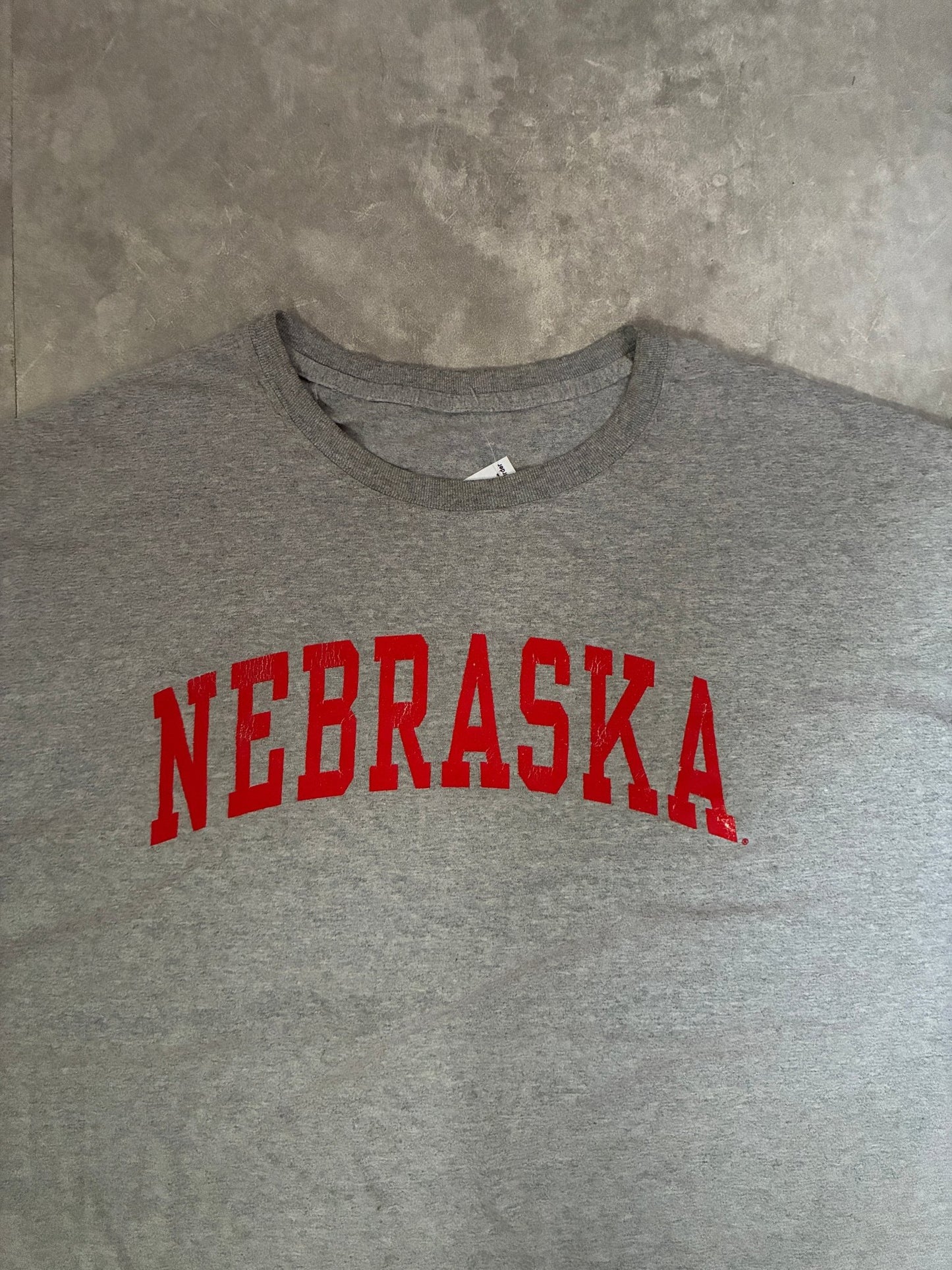 2000s Vintage Nebraska Cornhuskers Block Letters Grey T-Shirt -XXL - XXL | Martin City Vintage