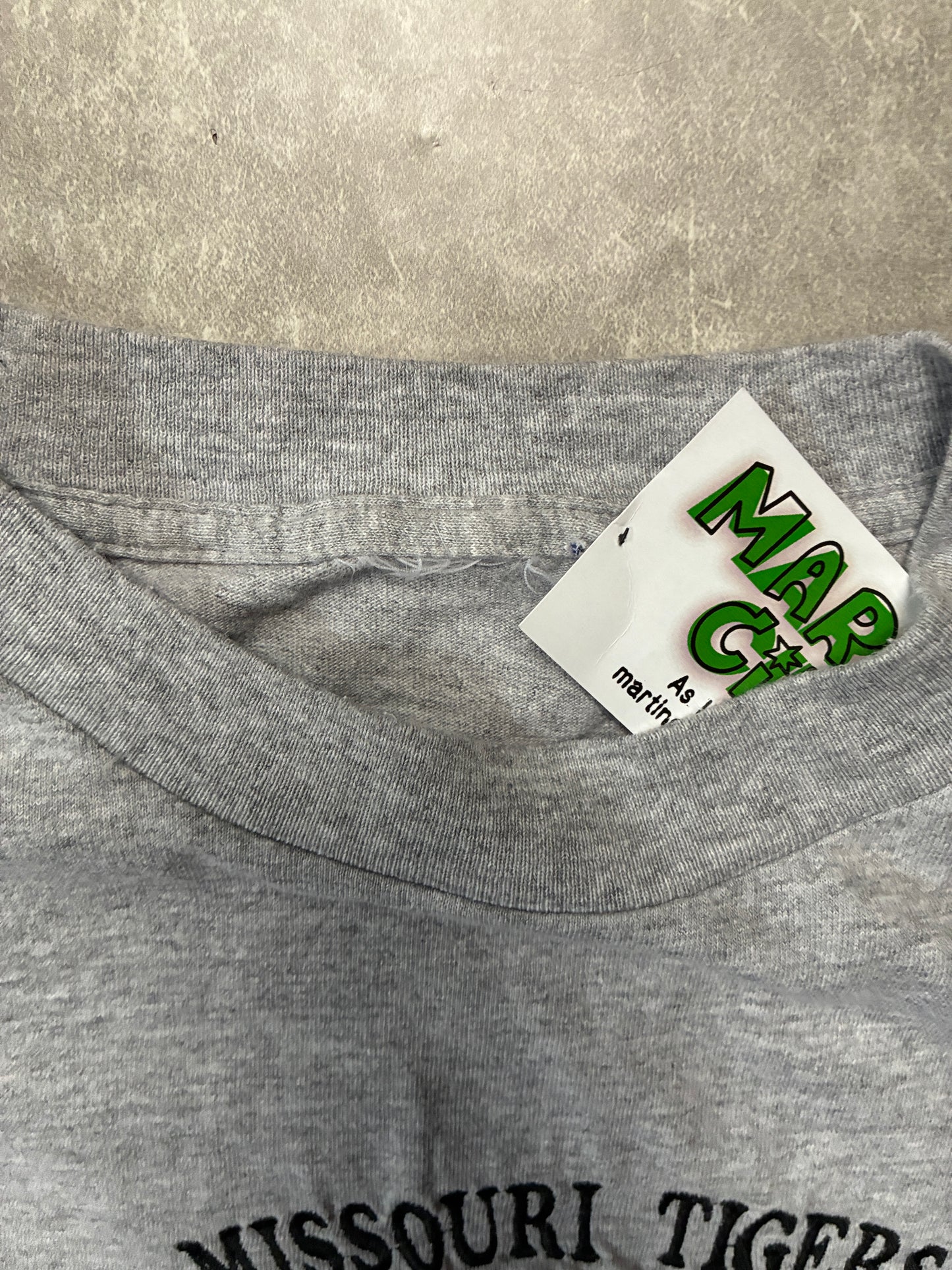 90s Vintage Mizzou Tigers Football Embroidered Grey T-Shirt -L