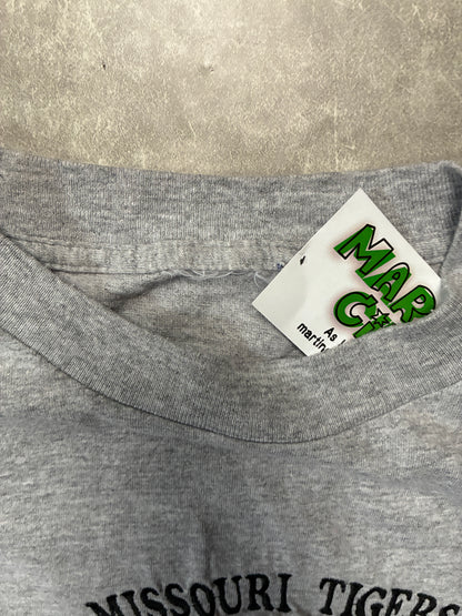 90s Vintage Mizzou Tigers Football Embroidered Grey T-Shirt -L
