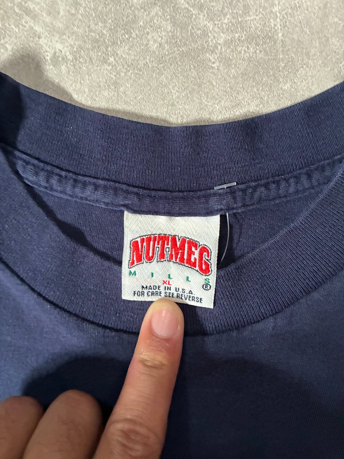 90s Vintage Notre Dame Locker Room Navy T-Shirt -XL - XL | Martin City Vintage
