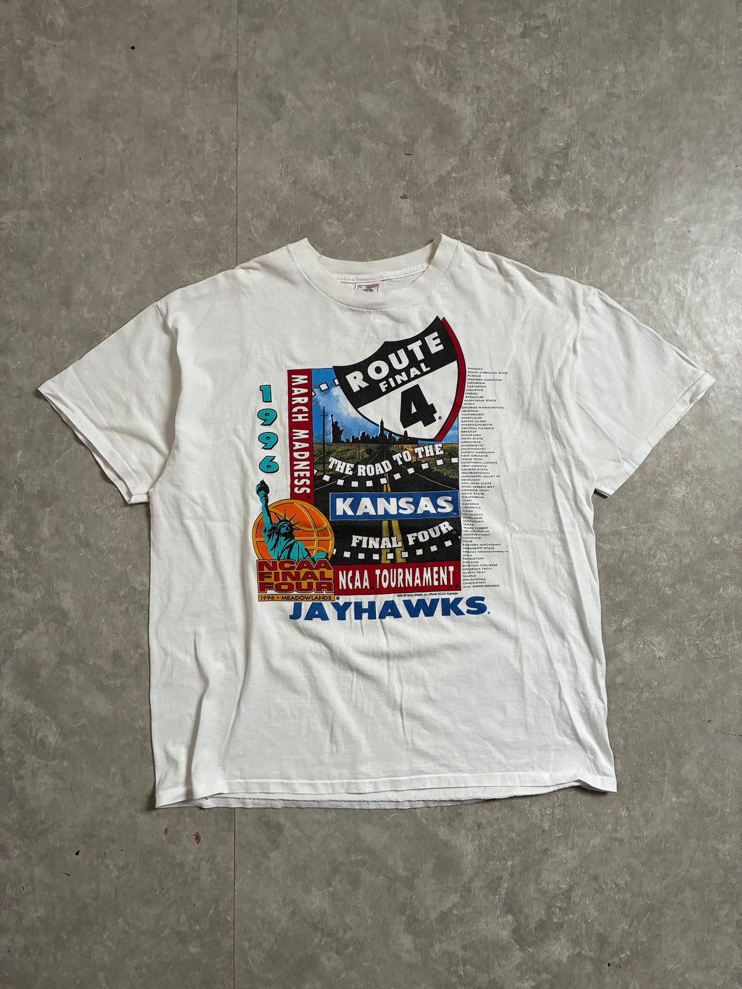 1996 Vintage Kansas Jayhawks Final Four White T-Shirt -XL
