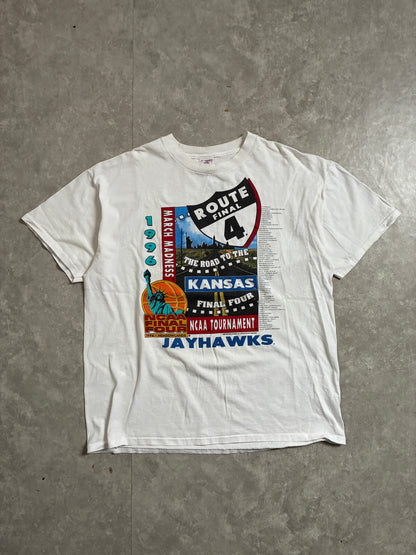 1996 Vintage Kansas Jayhawks Final Four White T-Shirt -XL