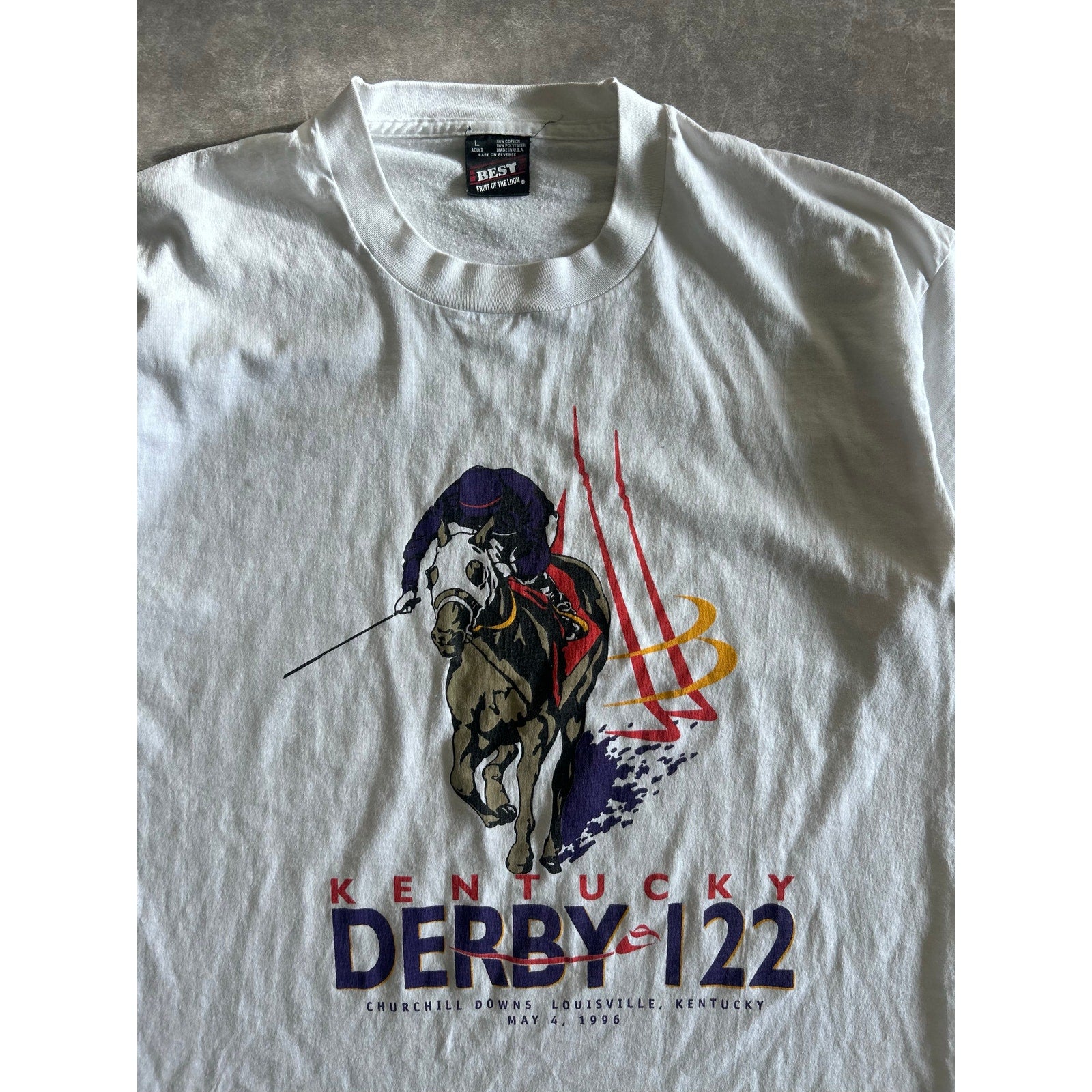 90s Vintage Kentucky Derby White T Shirt Size L - Martin City Vintage