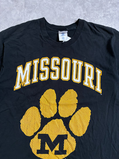 90s Vintage Missouri Tigers Pro Player Big Print Black T-Shirt -XL