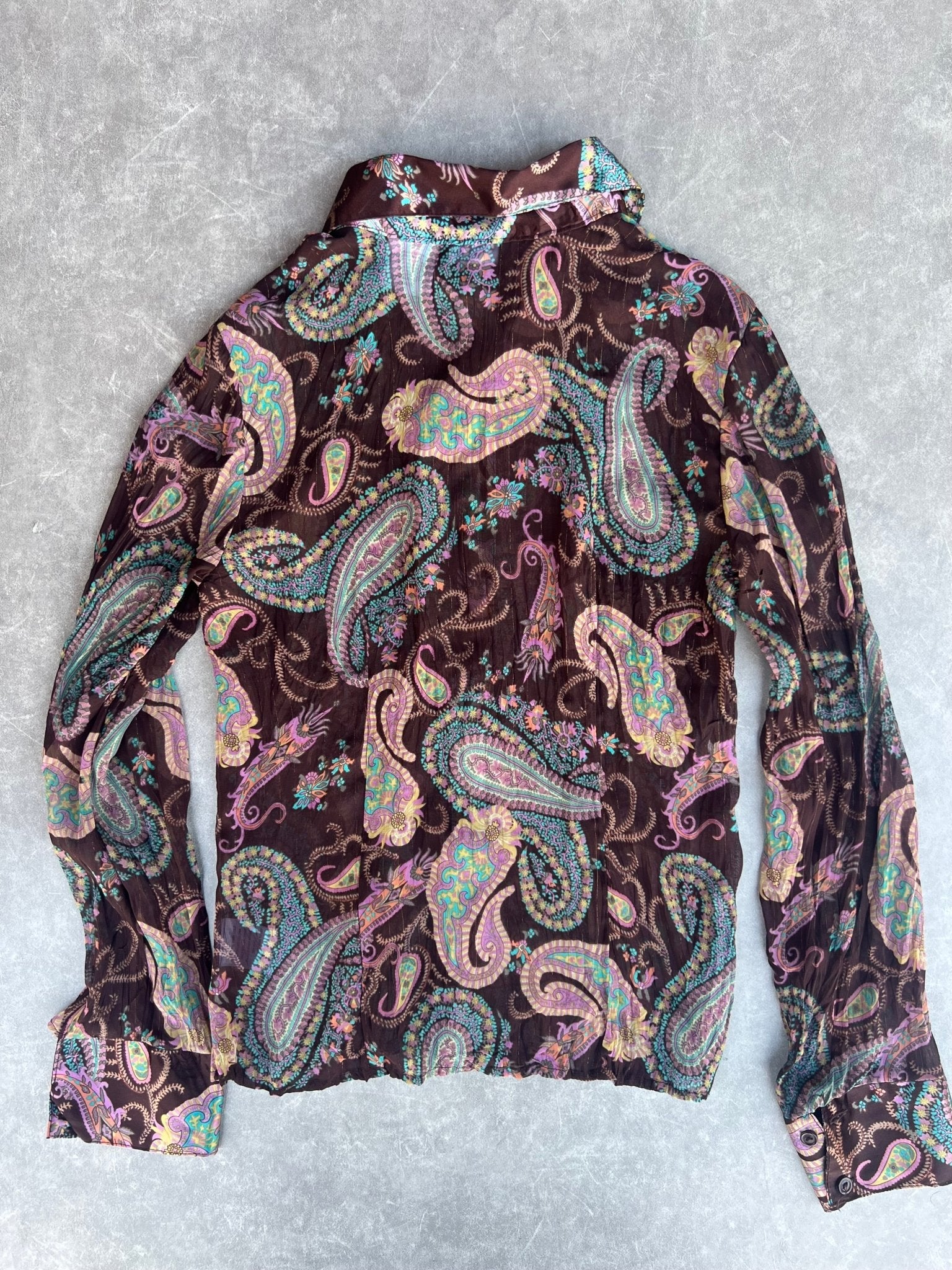 2000s Vintage No Boundaries Paisley Brown Button Up Top - M - S | Martin City Vintage