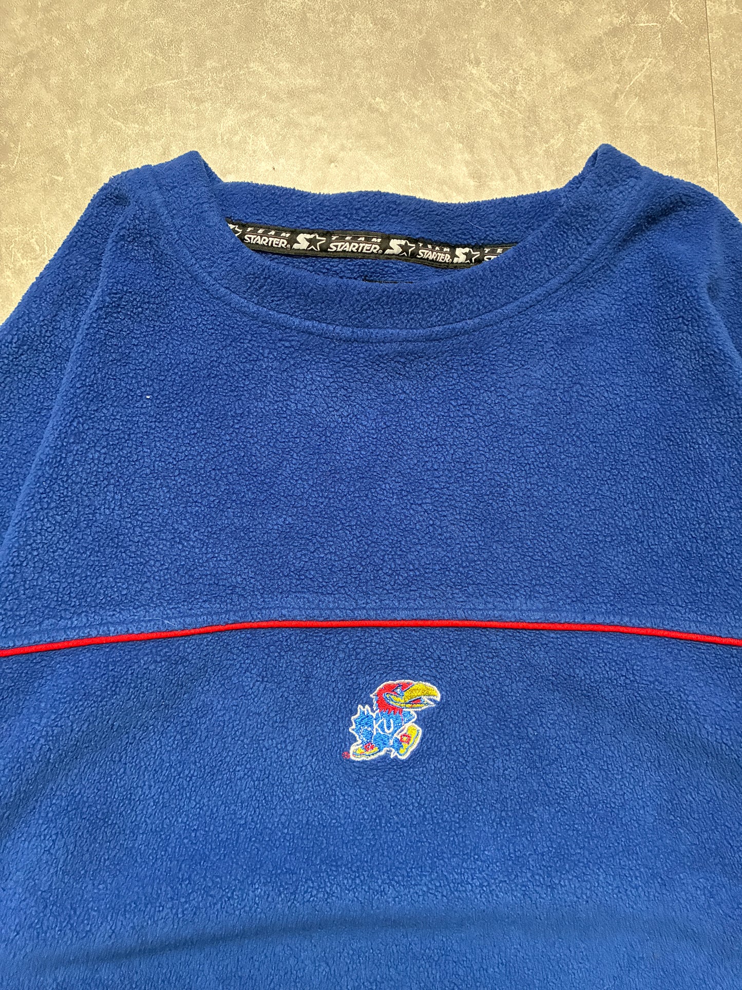 2000s Vintage Kansas Jayhawks Starter Blue Fleece Pullover -XXL