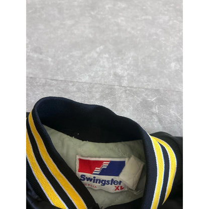 90s Vintage Pittsburgh Pirates Distressed Satin Black Jacket Size XL - | Martin City Vintage