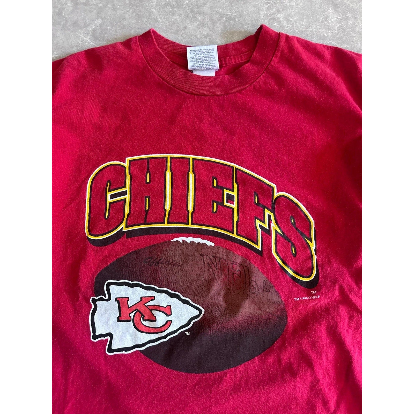 90s Vintage Kansas City Chiefs Football Red T Shirt Size XL - | Martin City Vintage