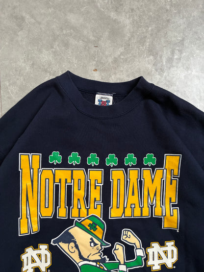 90s Vintage Notre Dame Big Print Navy Crewneck -XXL