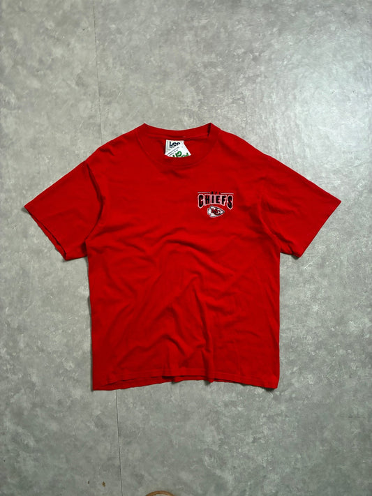 90s Vintage Kansas City Chiefs Embroidered Minimal Lee Sports Red T-Shirt -L - L | Martin City Vintage