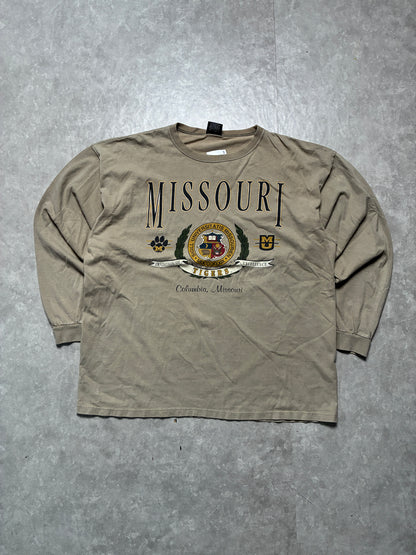90s Vintage Missouri Tigers Brown Long Sleeve Shirt -XL