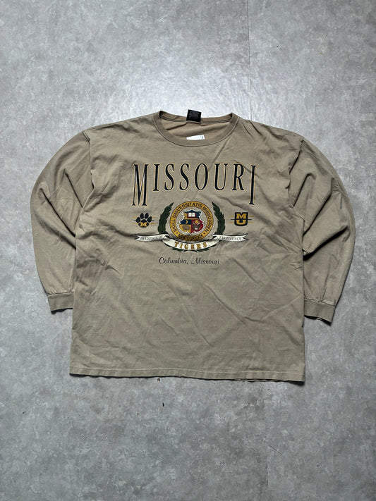 90s Vintage Missouri Tigers Brown Long Sleeve Shirt -XL - XL | Martin City Vintage