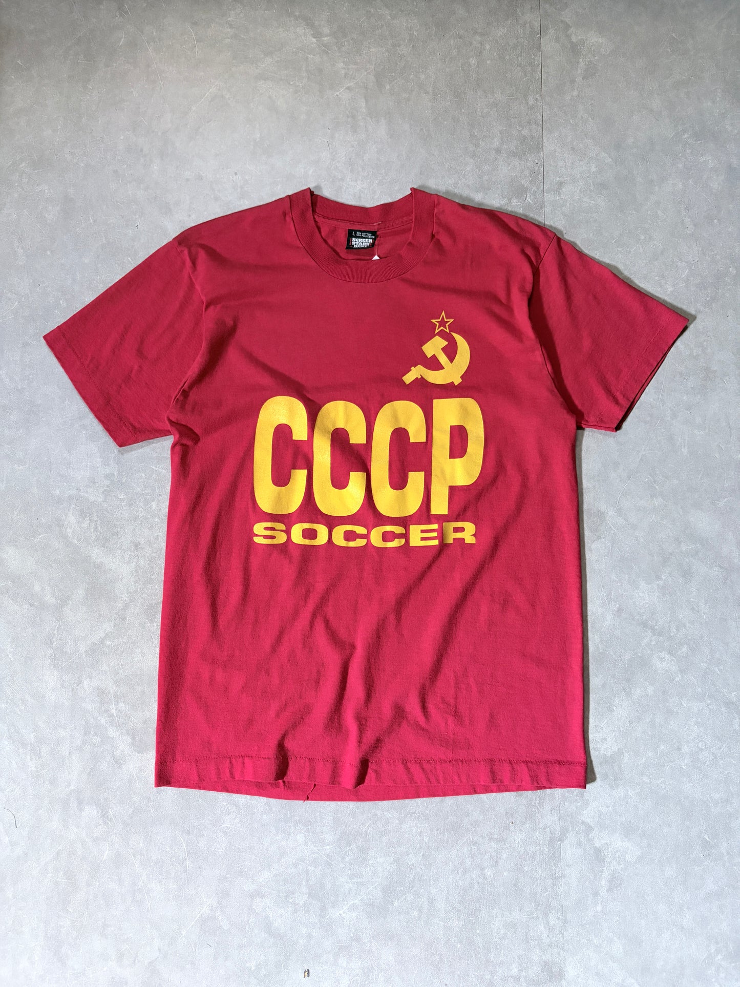 90s Vintage Soviet Union Soccer Red T Shirt -L