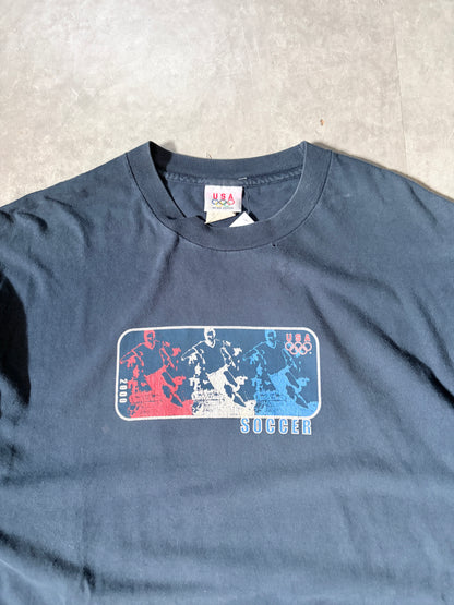 2000 Vintage USA Soccer Olympics Box Logo Navy t Shirt -XL