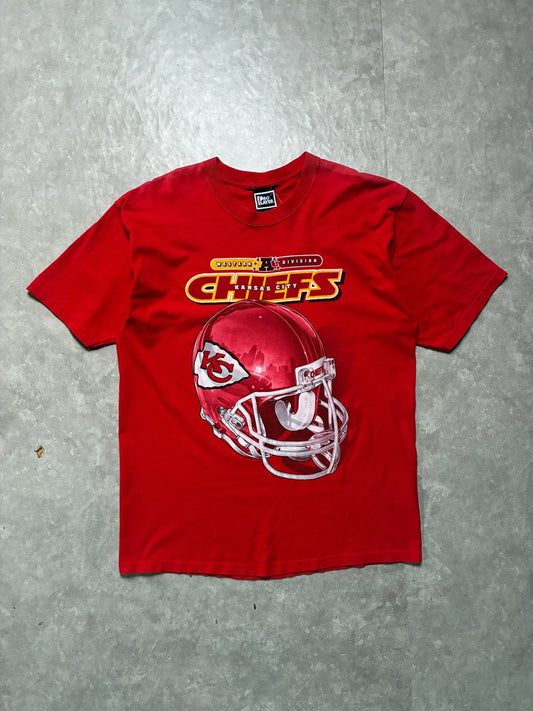 90s Vintage Kansas City Chiefs Pro Player Red Helmet T-Shirt -L - L | Martin City Vintage