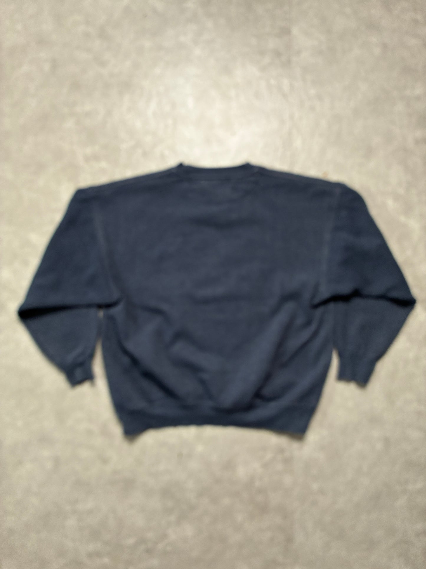 90s Vintage Kansas Jayhawks Embroidered Navy Crewneck -L