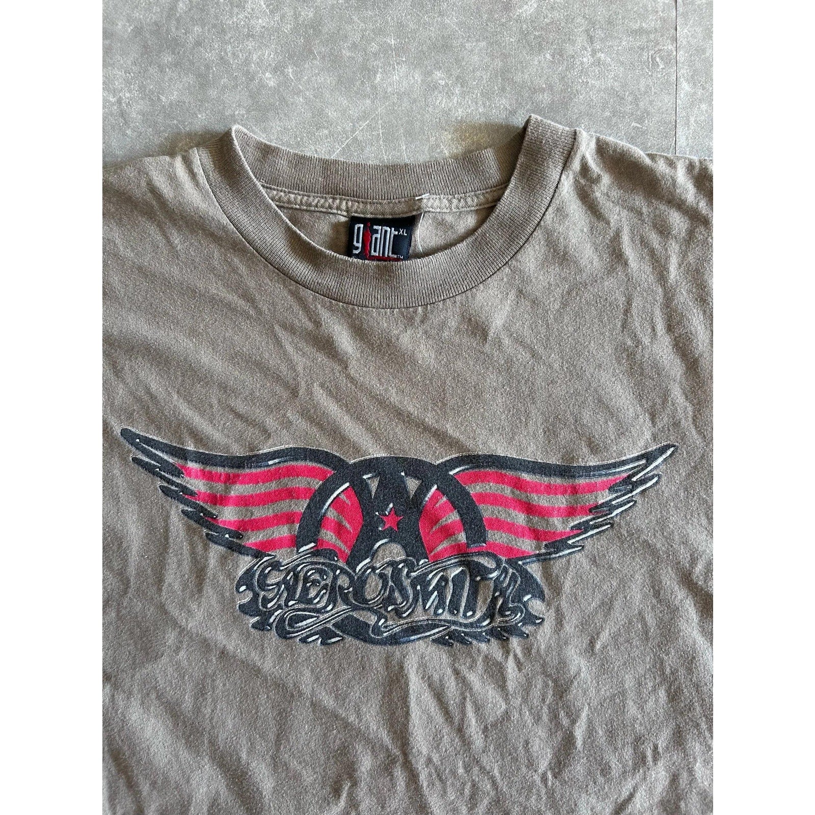 90s Vintage Aerosmith Brown Band T Shirt Size XL - | Martin City Vintage