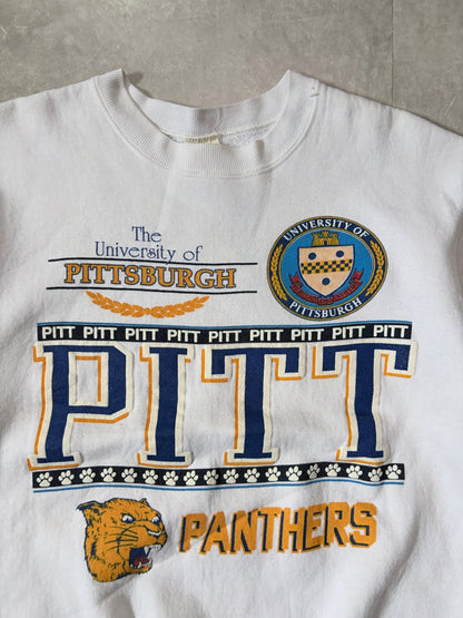 90s Vintage Pittsburgh Panthers White Crewneck -L - L | Martin City Vintage