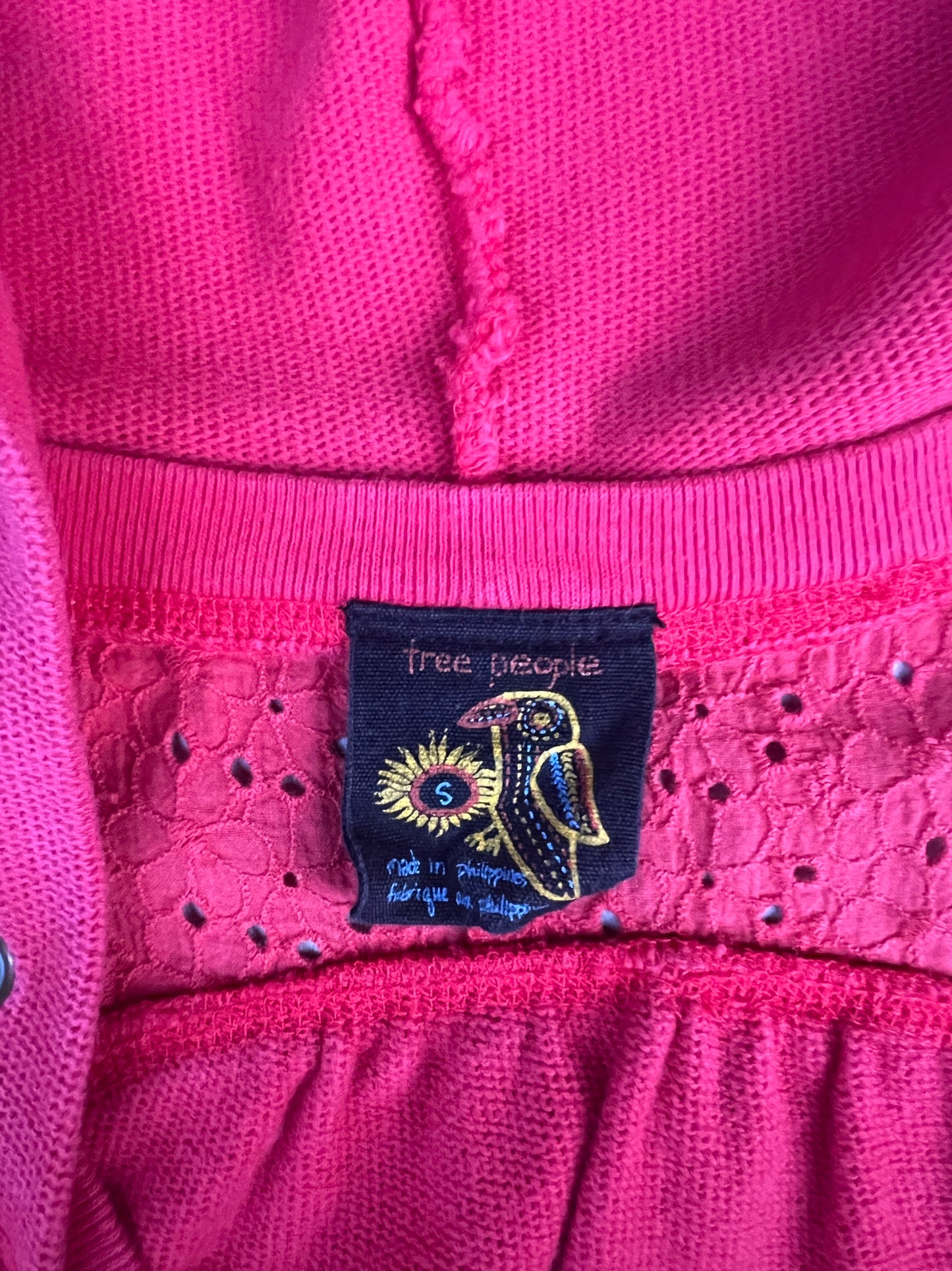 2000s Vintage Free People Women's Zip Up Hooded Top -S