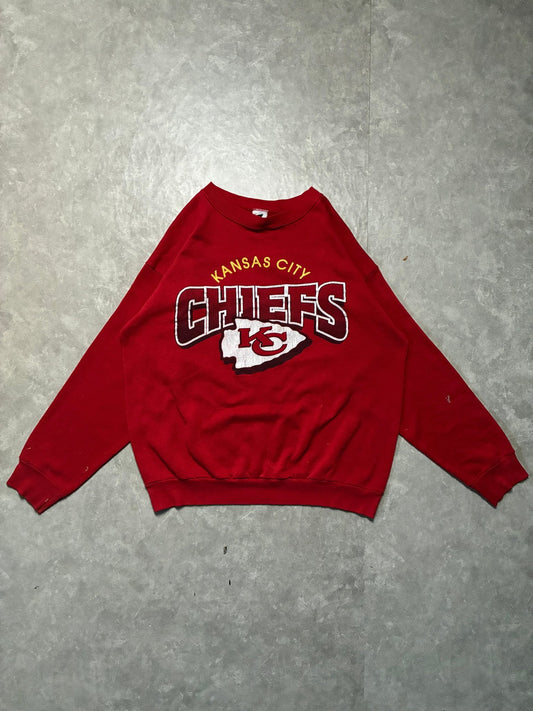 90s Vintage Kansas City Chiefs Tultex Red Crewneck -XXL - XXL | Martin City Vintage