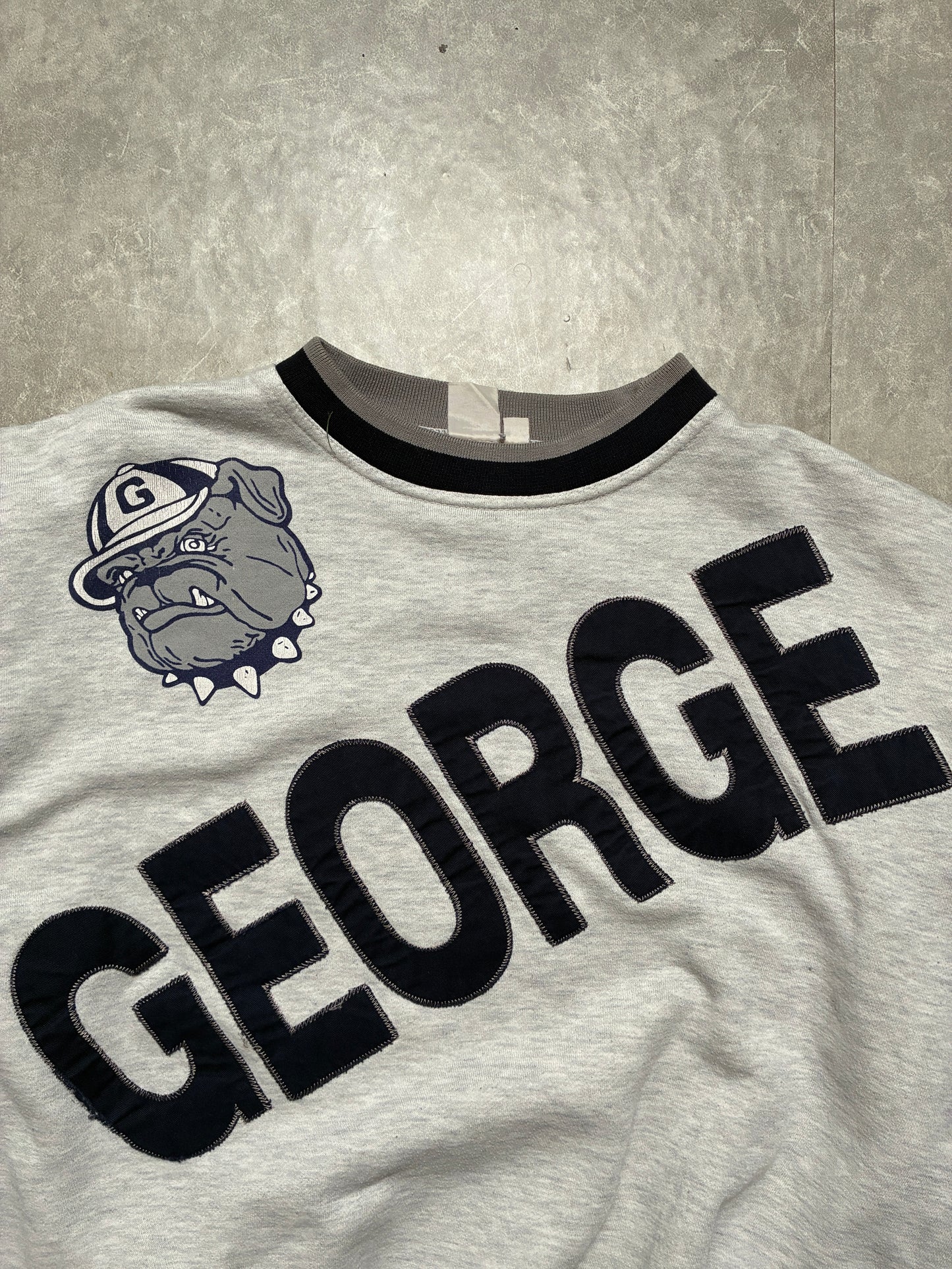 90s Vintage Georgetown Front Back Embroidered Heather Grey Crewneck -XL