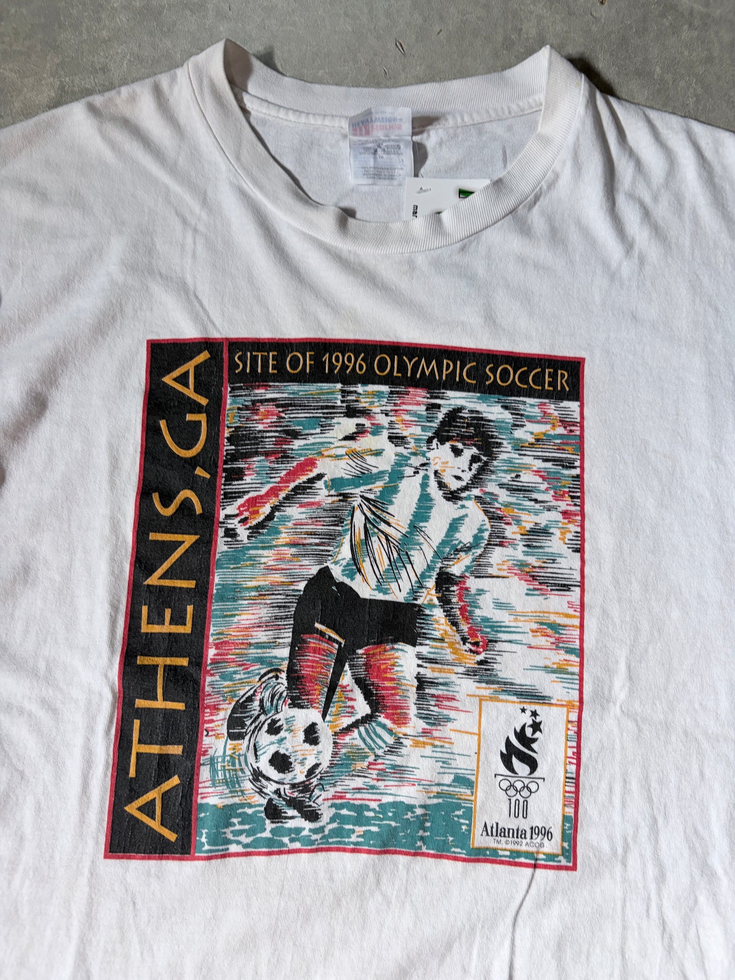1996 Vintage Olympic Soccer Maradona White T Shirt -XL