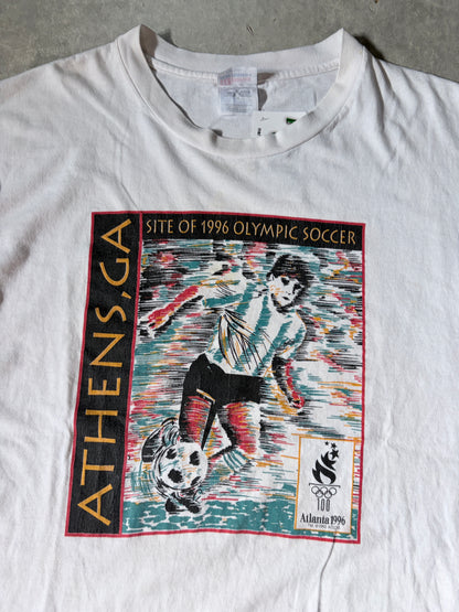 1996 Vintage Olympic Soccer Maradona White T Shirt -XL