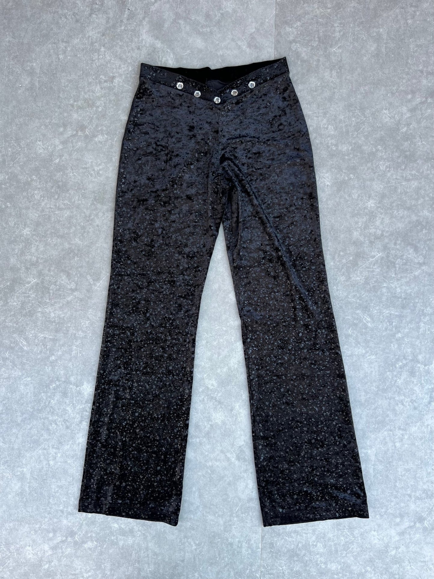 90s Vintage Flocked Velvet Black Pants - M - M | Martin City Vintage