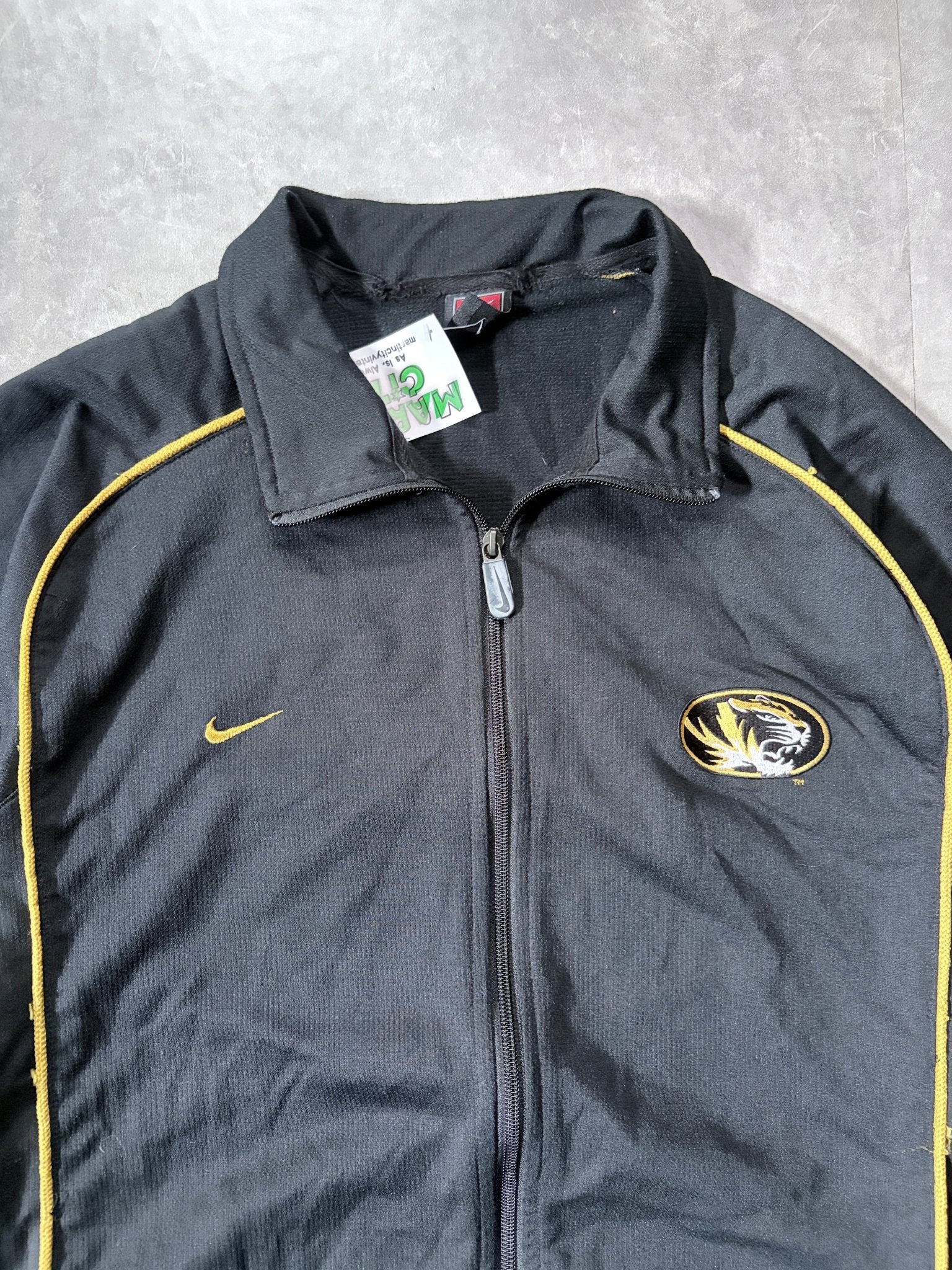 90s Vintage Mizzou Tigers Nike Black Track Jacket -L - L | Martin City Vintage