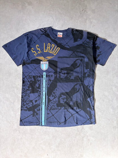 90s Vintage S.S. Lazio Soccer AOP Navy T Shirt -XL
