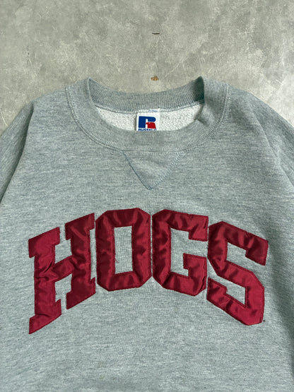 90s Vintage Arkansas Razorbacks Hogs Grey Crewneck -XL