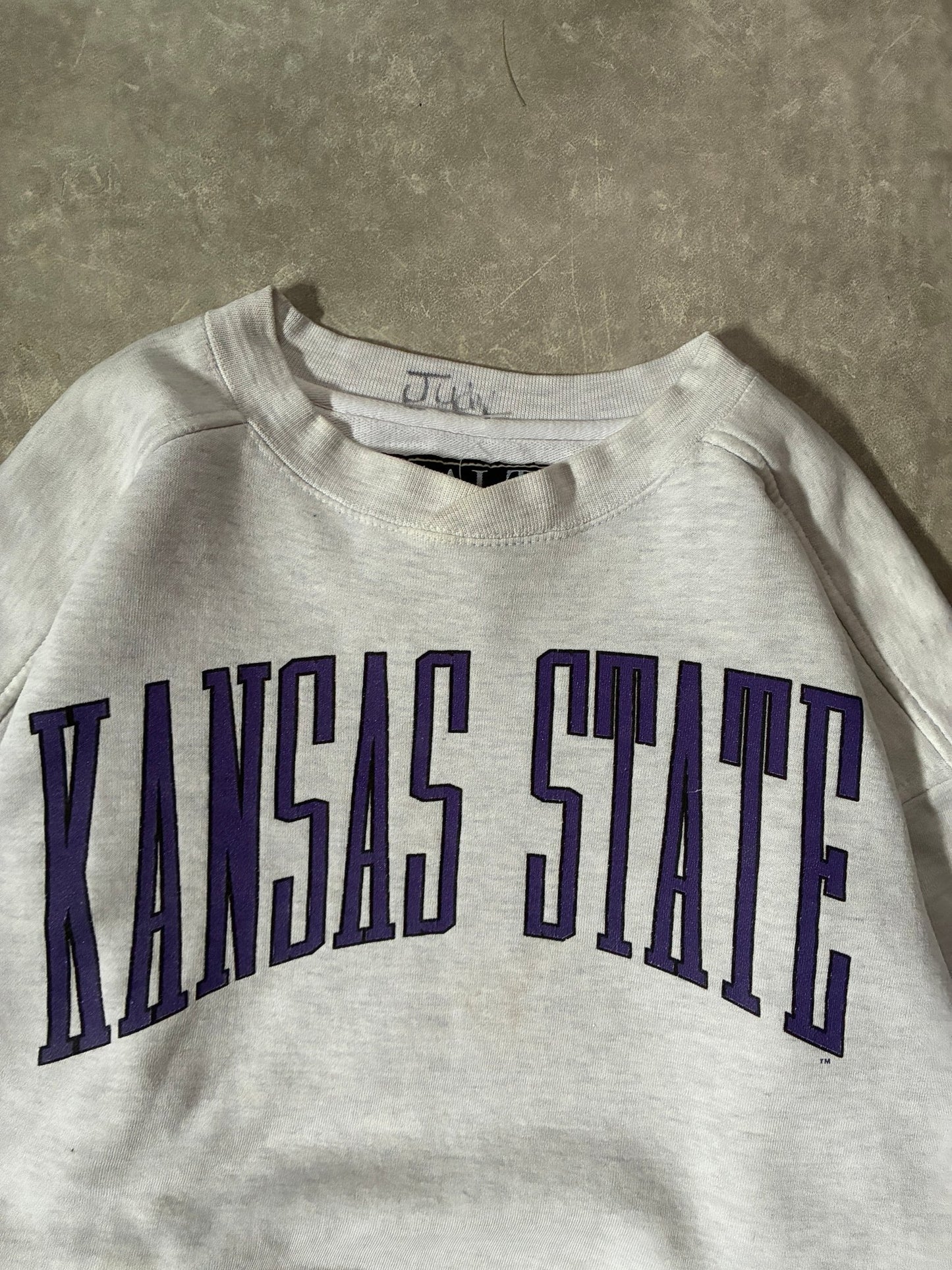 90s Vintage Kansas State Wildcats Heather Grey Crewneck -M - M | Martin City Vintage