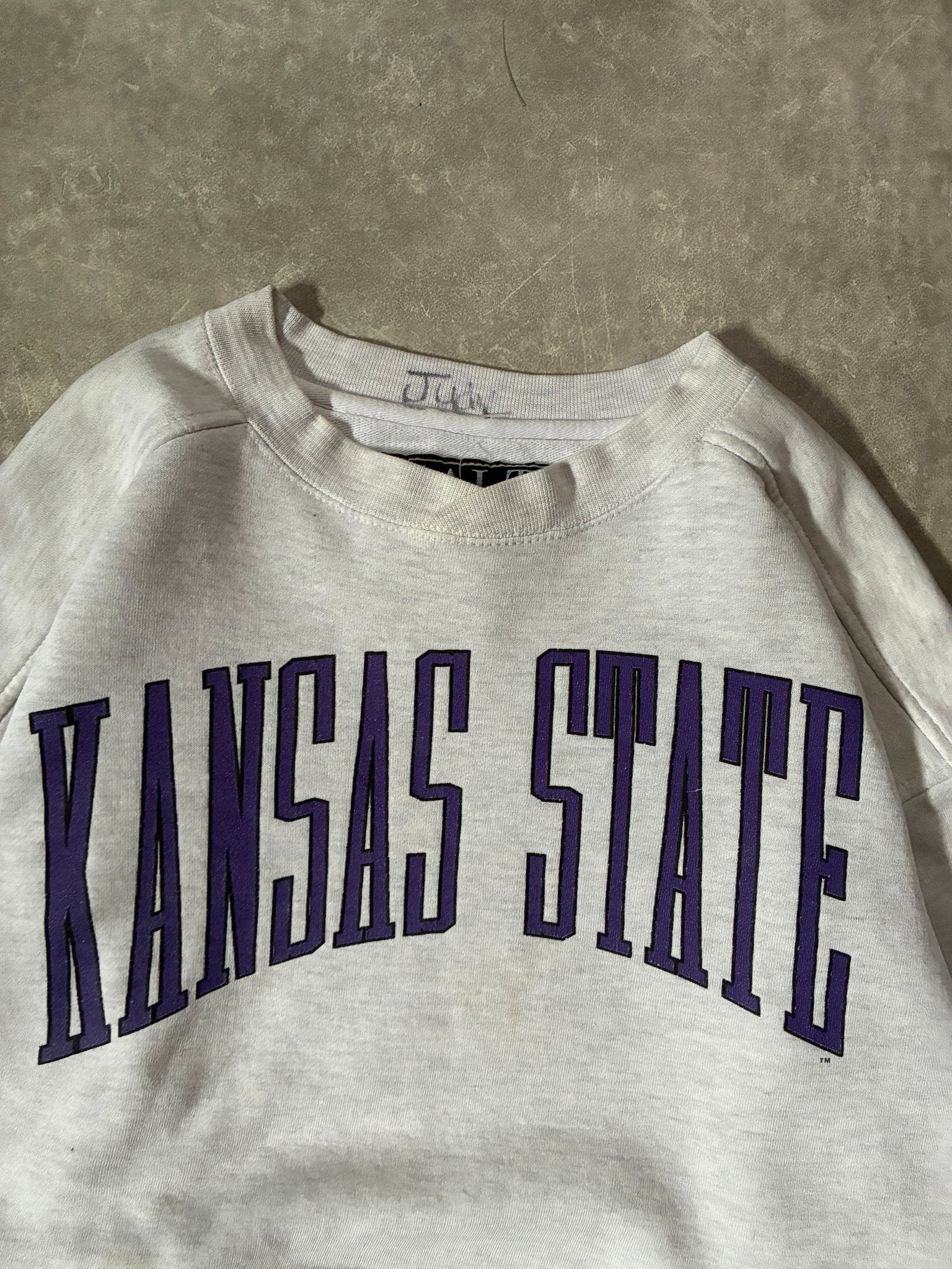 90s Vintage Kansas State Wildcats Heather Grey Crewneck -M - M | Martin City Vintage