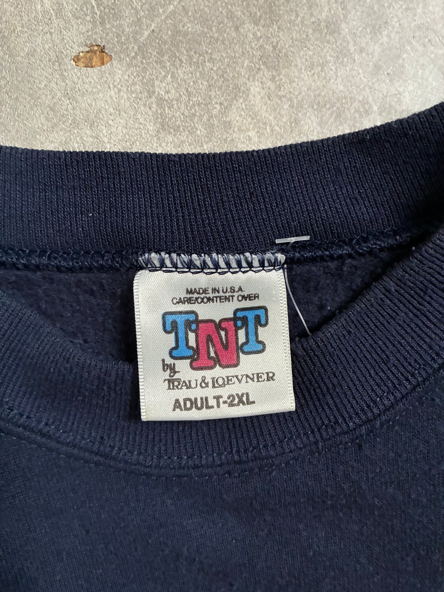 90s Vintage Notre Dame Big Print Navy Crewneck -XXL