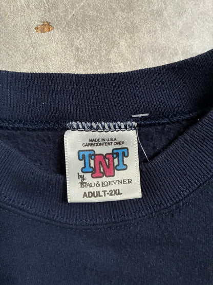 90s Vintage Notre Dame Big Print Navy Crewneck -XXL