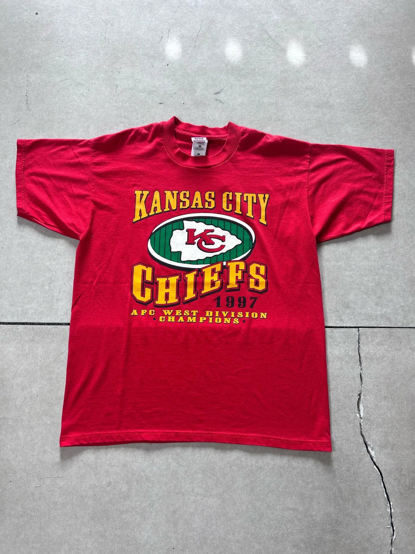 1997 Vintage Kansas City Chiefs AFC West Champs Red T Shirt Size L - | Martin City Vintage