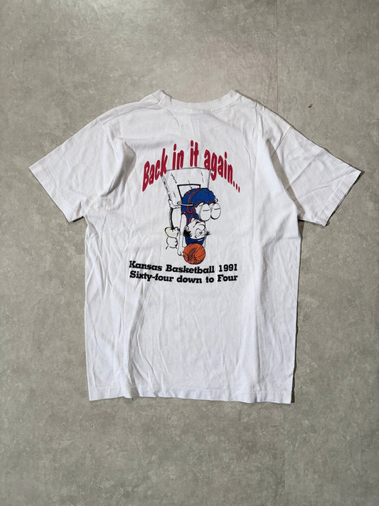 1991 Vintage Kansas Jayhawks Final Four White T-Shirt -L