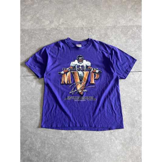 90s Vintage Baltimore Ravens Ray Lewis Purple T Shirt Size XL - | Martin City Vintage
