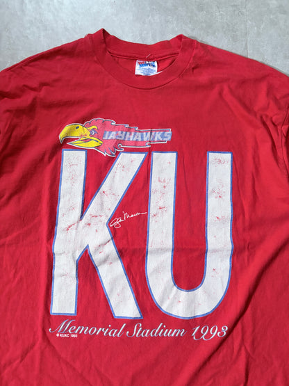 90s Vintage Kansas Jayhawks Red T-Shirt -XL