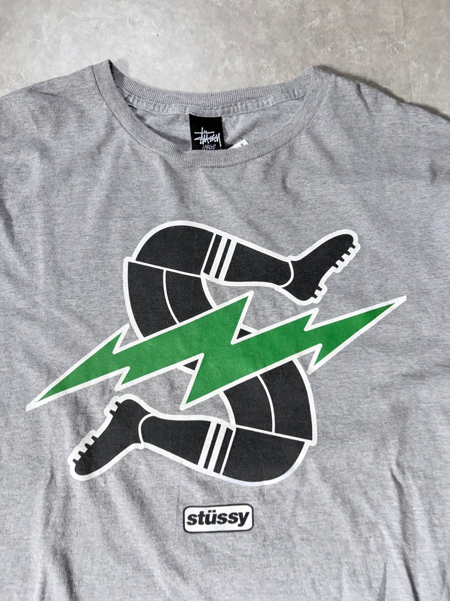 Stussy Soccer Grey T Shirt -L - L | Martin City Vintage