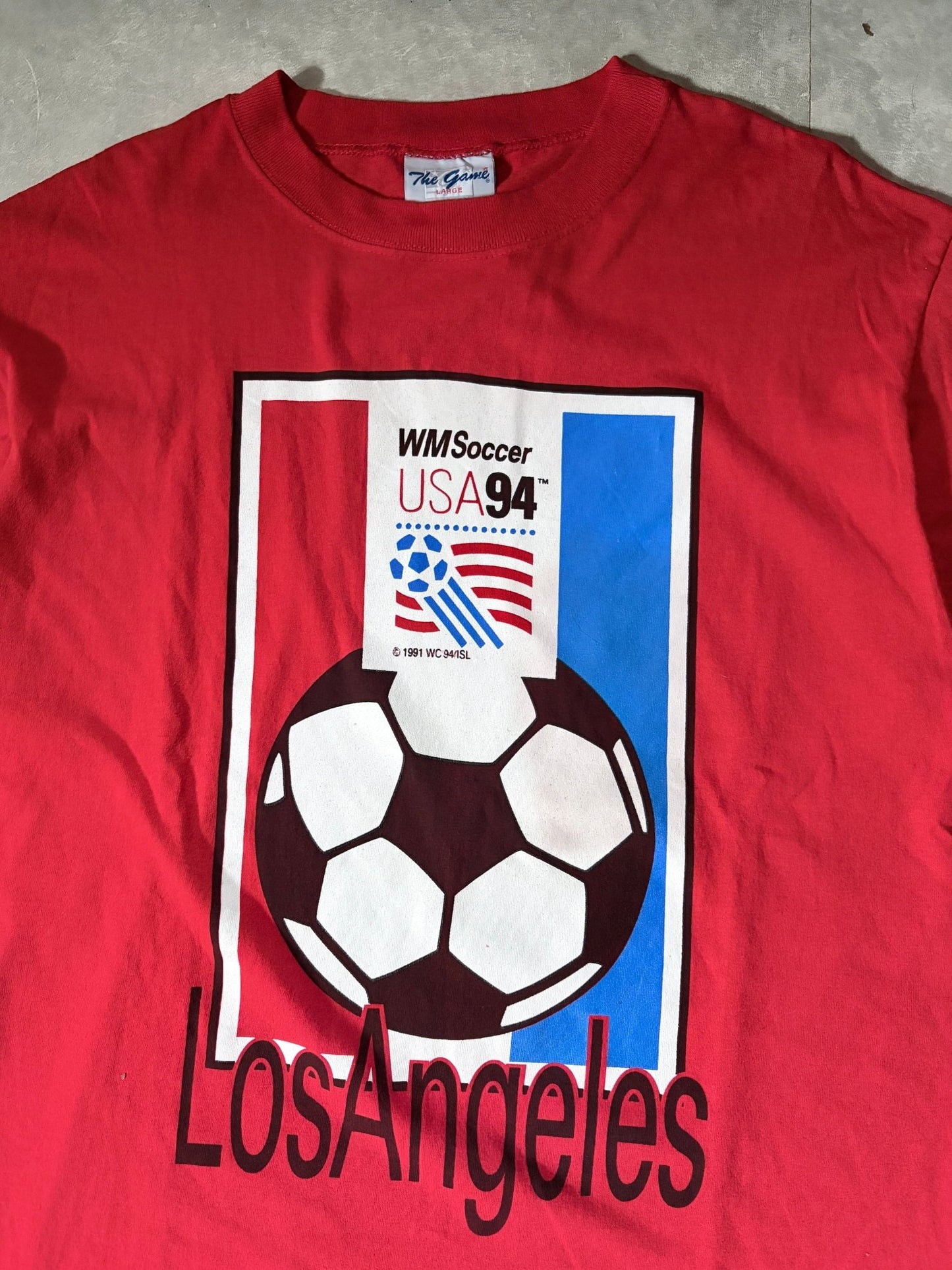 1994 Vintage FIFA World Cup Los Angeles Red T Shirt -L - L | Martin City Vintage