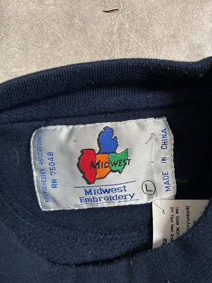 90s Vintage Illinois Fighting Illini Embroidered Navy Crewneck -L