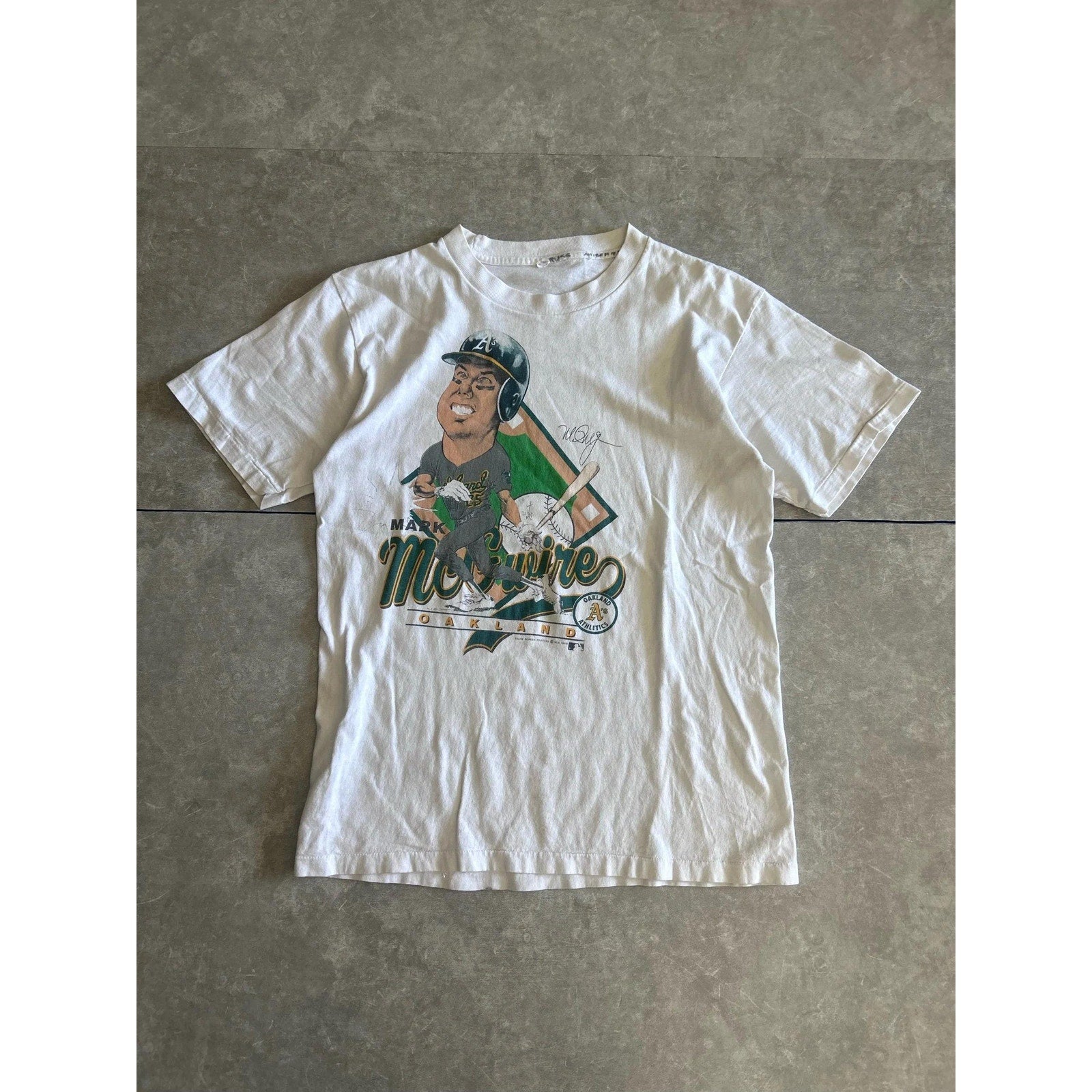 90s Vintage Oakland A’s Mark McGwire Caricature Salem T Shirt Size L - | Martin City Vintage