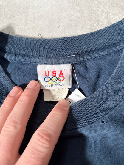 2000 Vintage USA Soccer Olympics Box Logo Navy t Shirt -XL