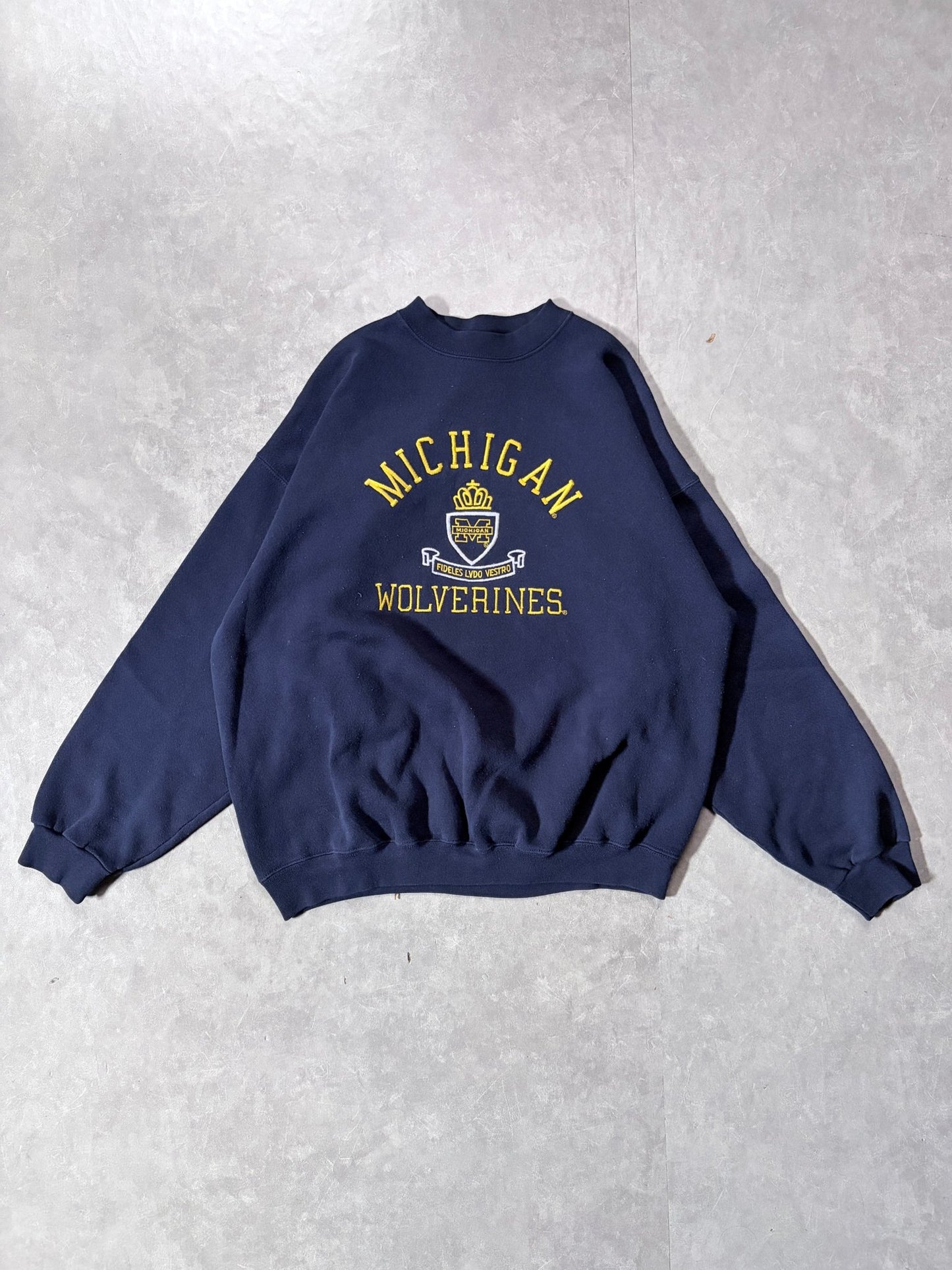 90s Vintage Michigan Wolverines Embroidered Navy Crewneck -XL - XL | Martin City Vintage