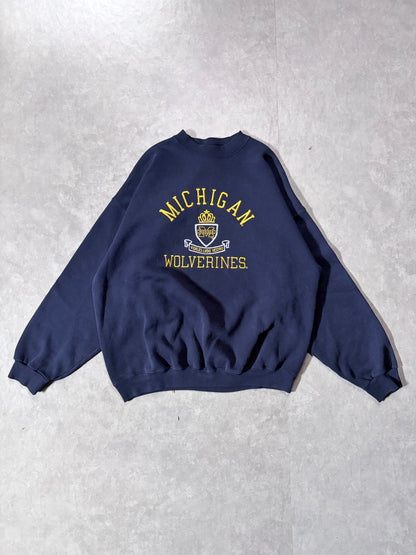 90s Vintage Michigan Wolverines Embroidered Navy Crewneck -XL - XL | Martin City Vintage