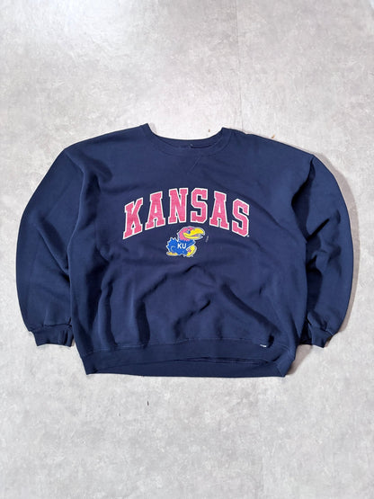 2000s Vintage Kansas Jayhawks Distressed Navy Crewneck -XL